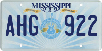 MS license plate AHG922