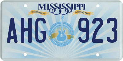 MS license plate AHG923