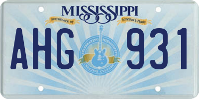 MS license plate AHG931