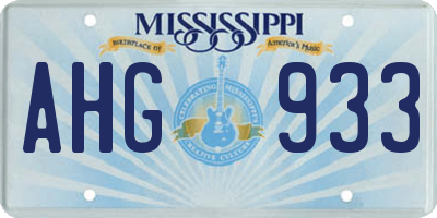 MS license plate AHG933