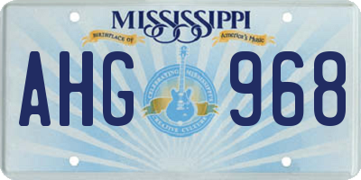 MS license plate AHG968
