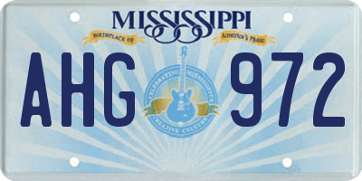 MS license plate AHG972