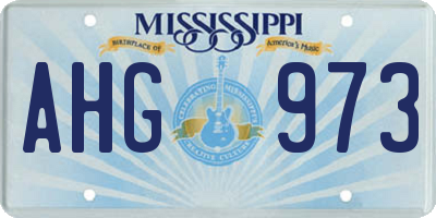 MS license plate AHG973