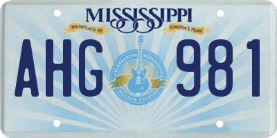 MS license plate AHG981