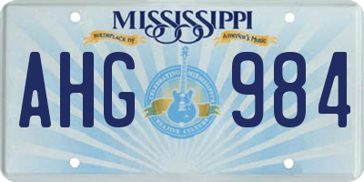MS license plate AHG984