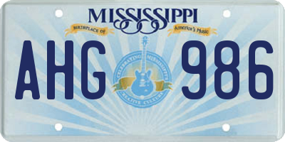 MS license plate AHG986
