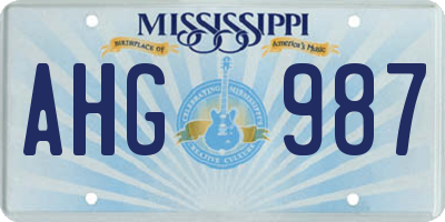 MS license plate AHG987