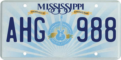MS license plate AHG988