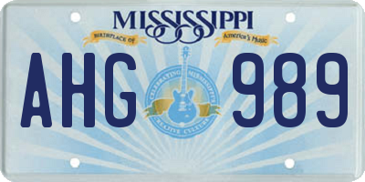 MS license plate AHG989