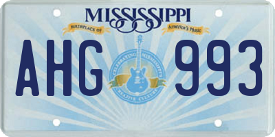 MS license plate AHG993