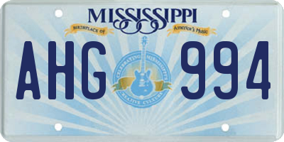 MS license plate AHG994