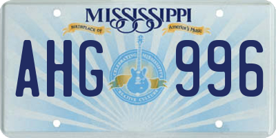 MS license plate AHG996