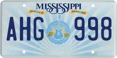 MS license plate AHG998