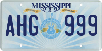 MS license plate AHG999