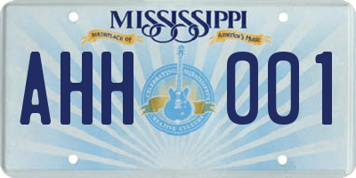 MS license plate AHH001