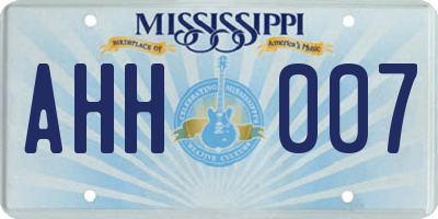 MS license plate AHH007