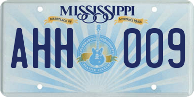 MS license plate AHH009