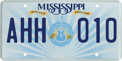 MS license plate AHH010