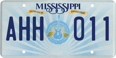 MS license plate AHH011