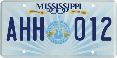 MS license plate AHH012