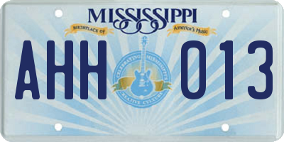 MS license plate AHH013