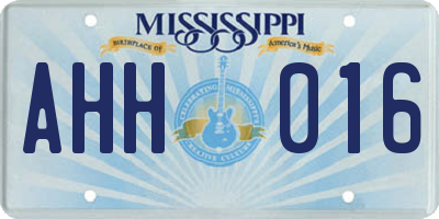 MS license plate AHH016