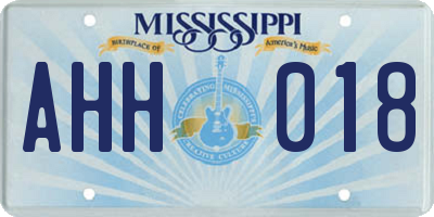 MS license plate AHH018