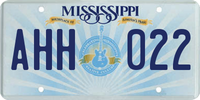 MS license plate AHH022