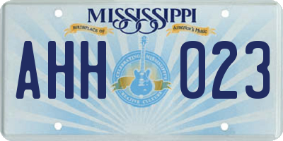 MS license plate AHH023