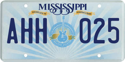 MS license plate AHH025
