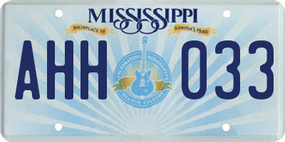 MS license plate AHH033