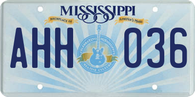 MS license plate AHH036