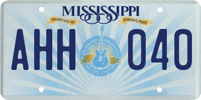MS license plate AHH040