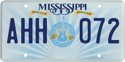 MS license plate AHH072