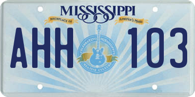 MS license plate AHH103