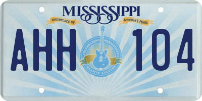 MS license plate AHH104