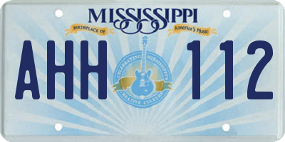 MS license plate AHH112