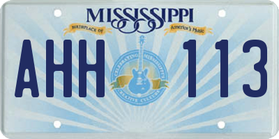 MS license plate AHH113