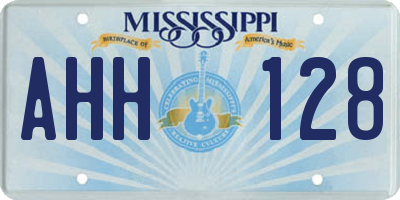 MS license plate AHH128