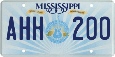 MS license plate AHH200