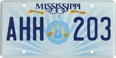 MS license plate AHH203