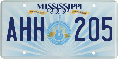 MS license plate AHH205