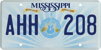 MS license plate AHH208