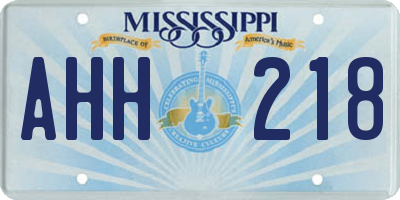 MS license plate AHH218