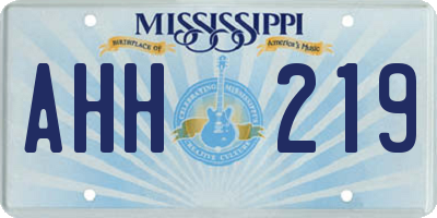 MS license plate AHH219