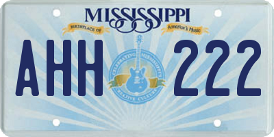 MS license plate AHH222