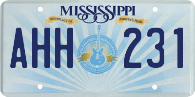 MS license plate AHH231