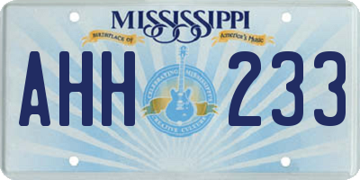 MS license plate AHH233