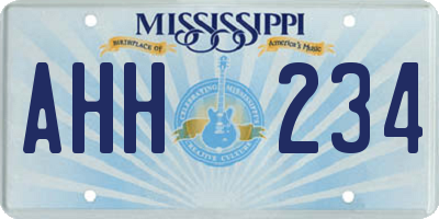 MS license plate AHH234