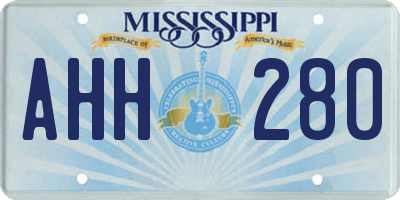 MS license plate AHH280